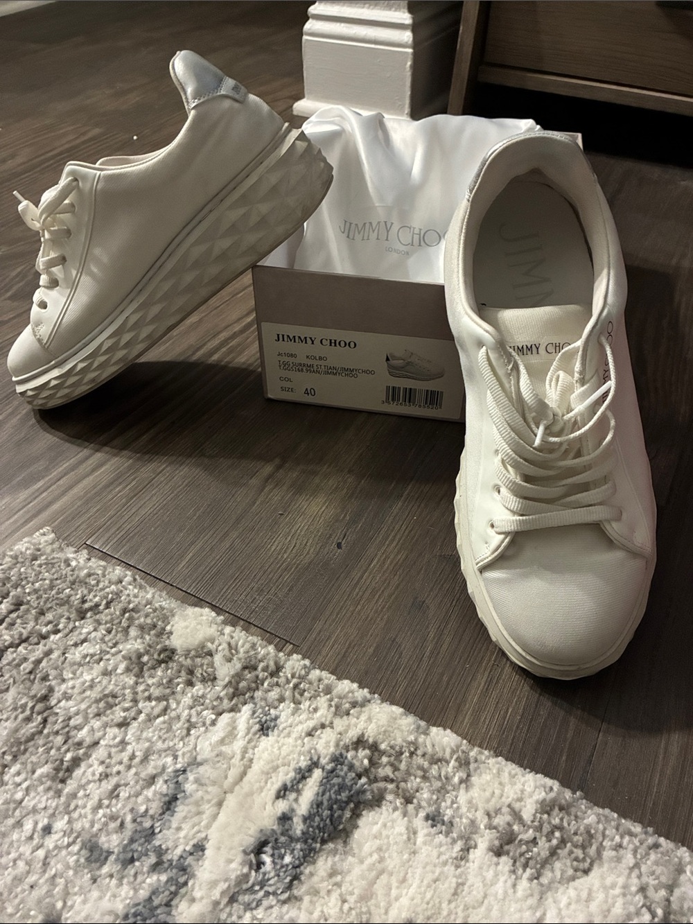 Jimmy Choo White Women's Platform Low-Top Sneakers